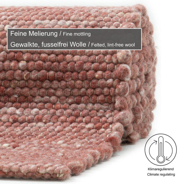 Theko Handgeweven wollen tapijt Alpen 40x60 cm - Rood