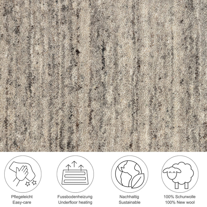 Theko Handgeweven wollen tapijt Pure 90x160 cm - Grijs