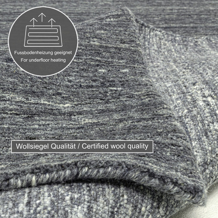 Theko Handgeweven wollen tapijt Pure 140x200 cm - Antraciet