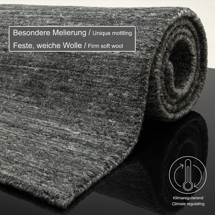 Theko Handgeweven wollen tapijt Pure 140x200 cm - Antraciet