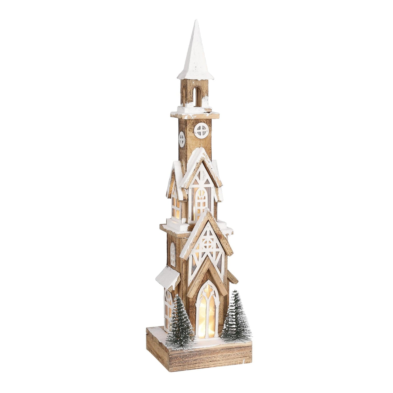House of Seasons Kerstversiering House - 16x14x63 cm - Hout - Bruin