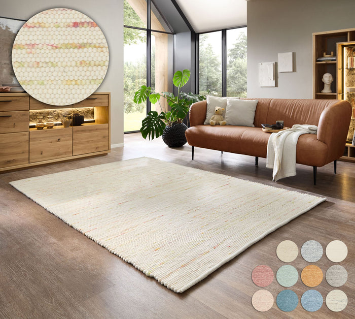 Theko Handgeweven wollen tapijt Alpen 90x160 cm - Multipastel