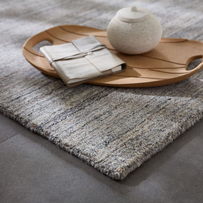 Theko Handgeweven wollen viscose tapijt San Diego 60x90 cm - Grijs