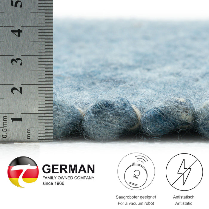 Theko Handgeweven wollen tapijt Alpen 70x140 cm - Blauw