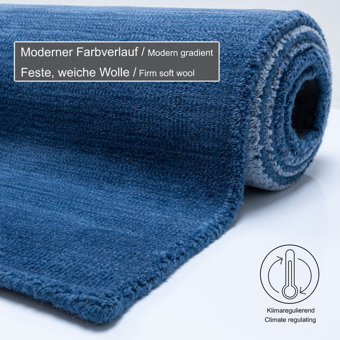 Theko Tapijt met kleurverloop Wool Comfort 60x90 cm - Blauw