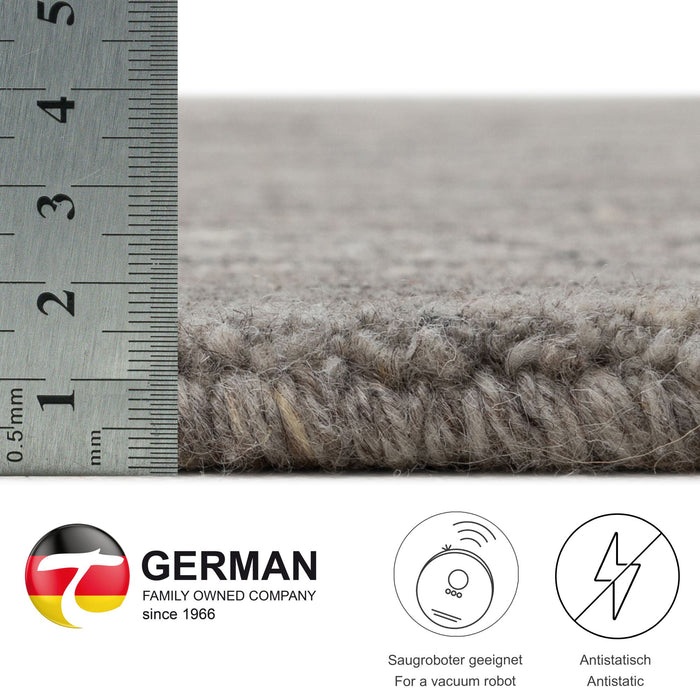 Theko Handgeweven wollen tapijt Pure 60x90 cm - Grijs