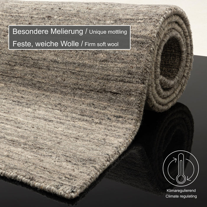 Theko Handgeweven wollen tapijt Pure 60x90 cm - Grijs