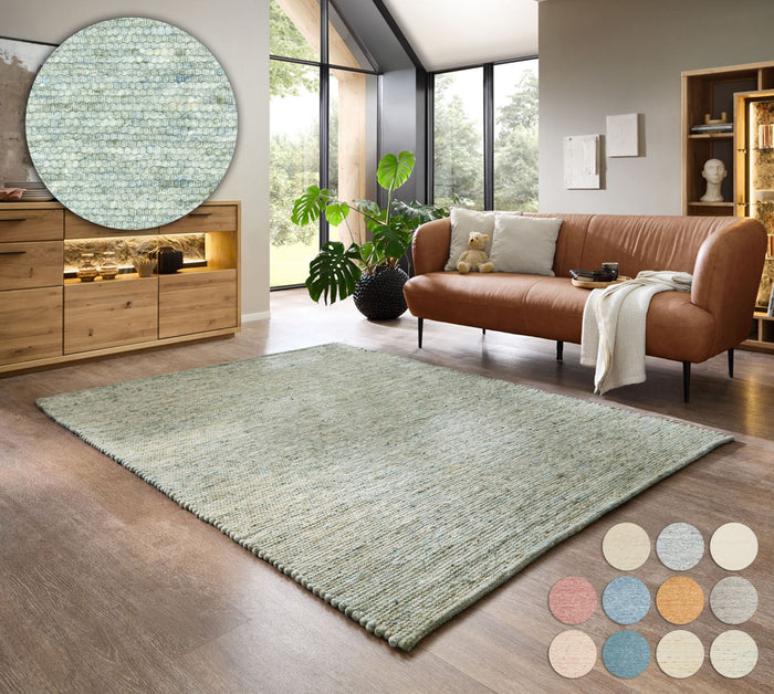 Theko Handgeweven wollen tapijt Alpen 90x160 cm - Groen