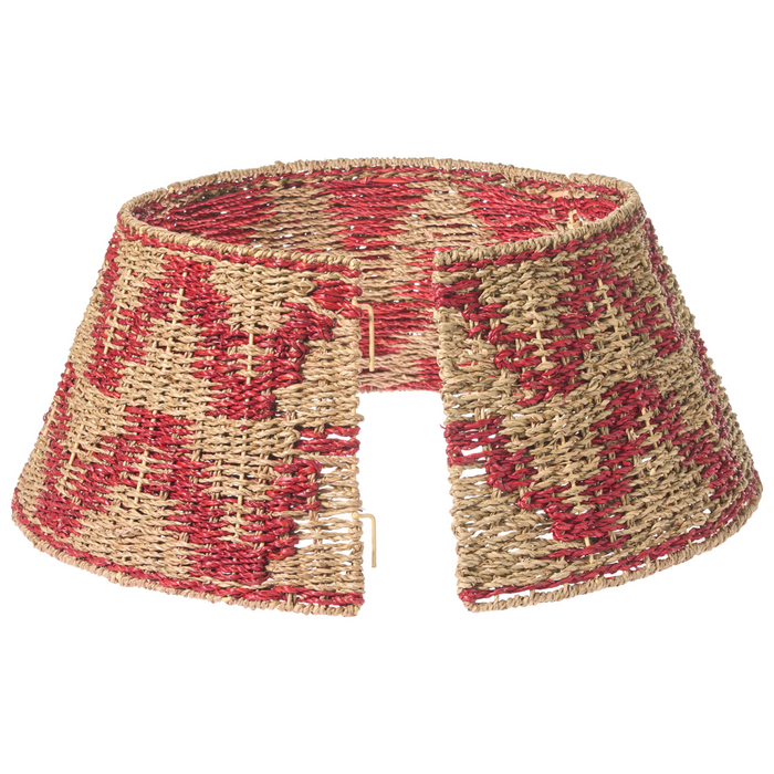 Beliani - GLACE - Kerstboomrok - Naturel|Rood - ⌀ 60 cm - Zeegras