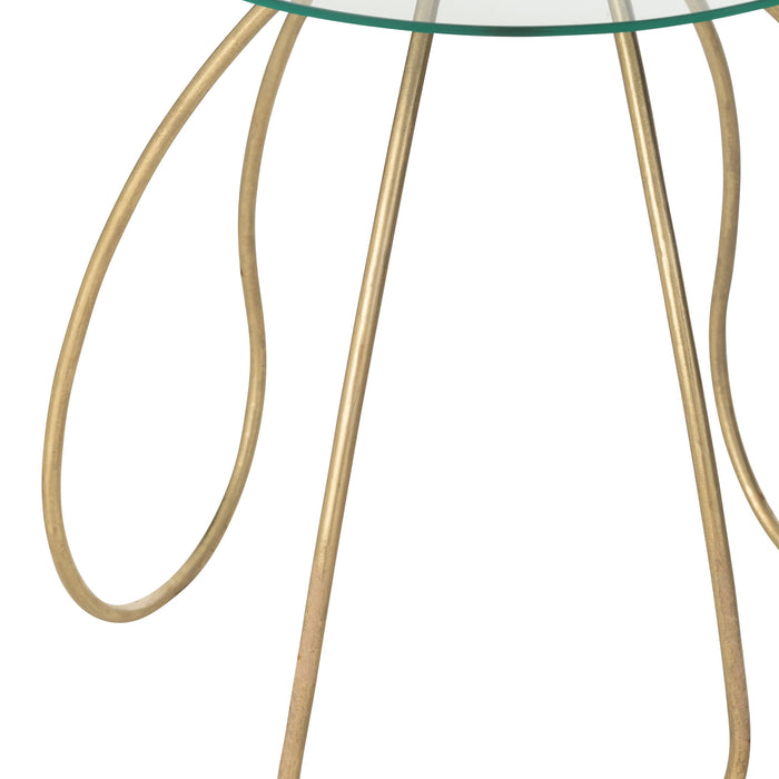 J-Line tafel Rond - metaal|glas - goud - 2 stuks