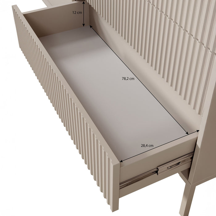 Meubella - Dressoir Saran - Mat zwart - 187 cm