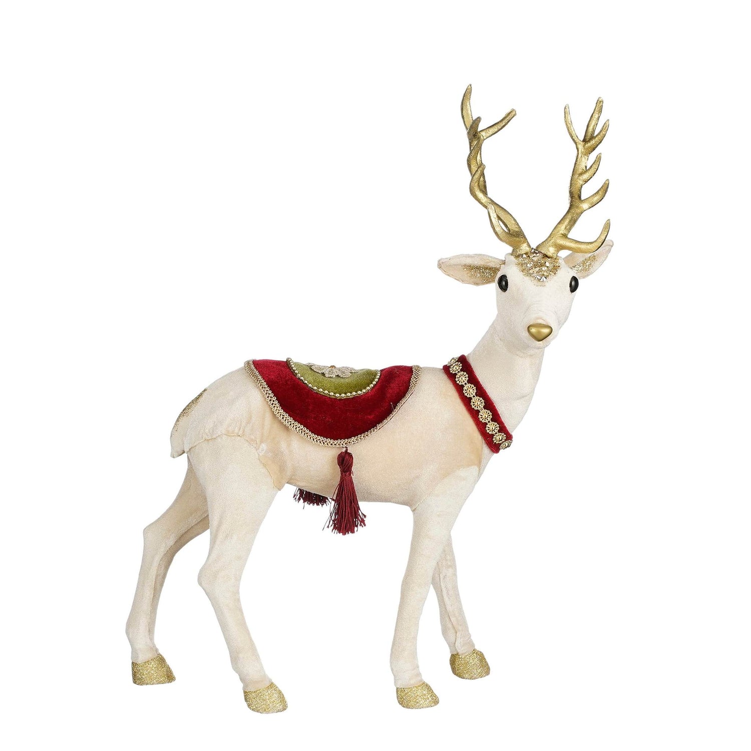 House of Seasons Kerstversiering Deer - 34x21x44 cm - Schuim - Gebroken Wit