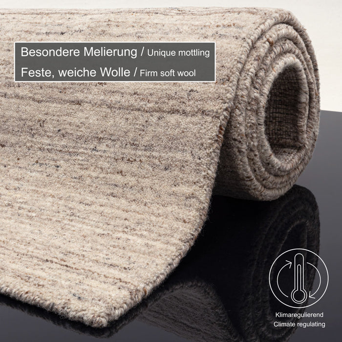 Theko Handgeweven wollen tapijt Pure 40x60 cm - Beige