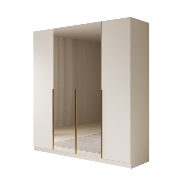 Meubella - Kledingkast Sabre 2 - Wit - 200 cm - Met spiegel