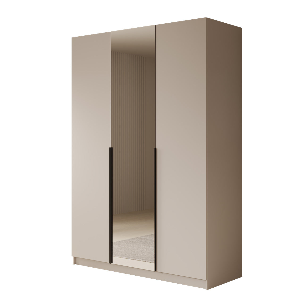 Meubella - Kledingkast Sabre - Beige - 150 cm - Met spiegel