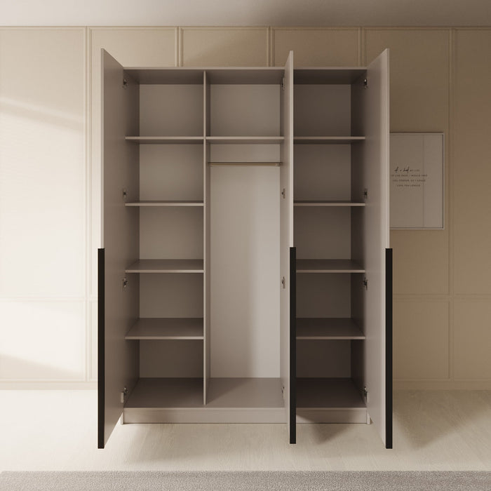 Meubella - Kledingkast Sabre - Beige - 150 cm - Met spiegel