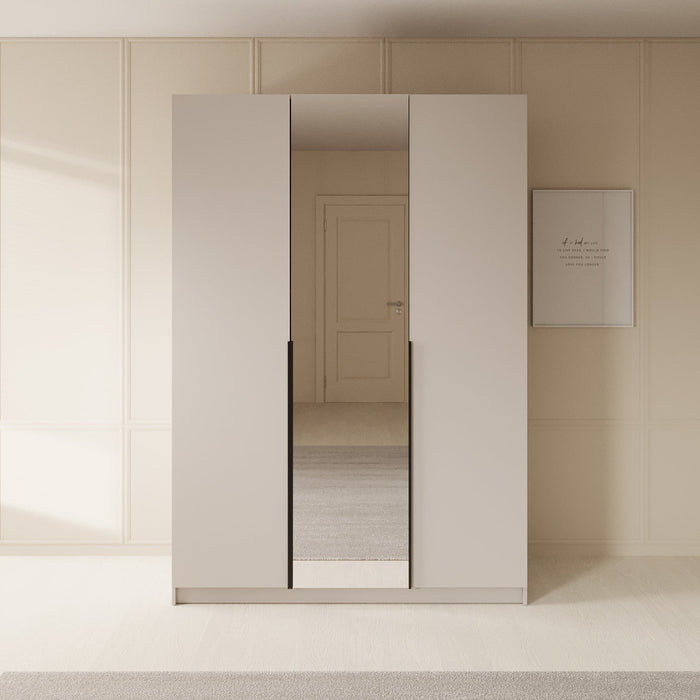 Meubella - Kledingkast Sabre - Beige - 150 cm - Met spiegel