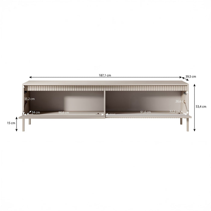 Meubella - TV-Meubel Saran - Mat zwart - 187 cm