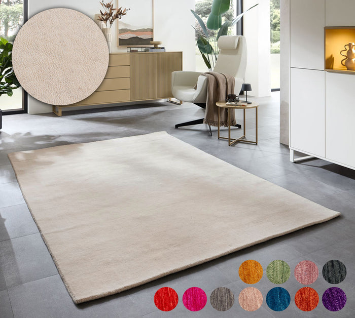 Theko Handgeweven UNI-tapijt Holi  90x160 cm - Crème