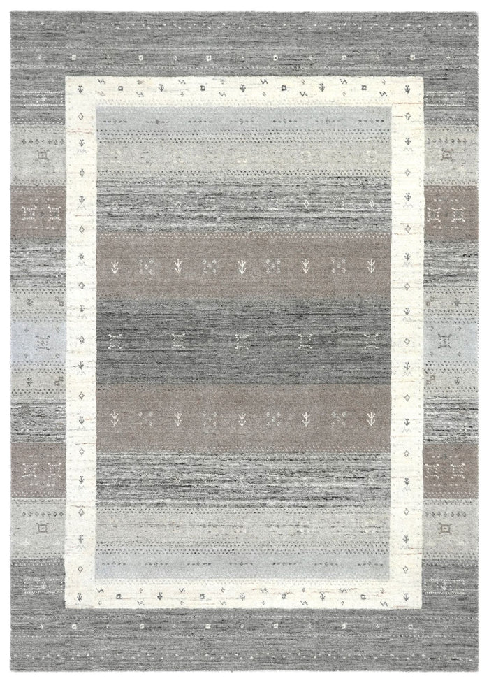 Theko wollen tapijt in Gabbeh-stijl Memu 250x350 cm - Zilver