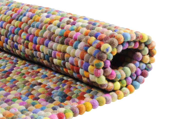 Handgemaakt viltkogeltapijt Felty 90x160 cm - Multicolor