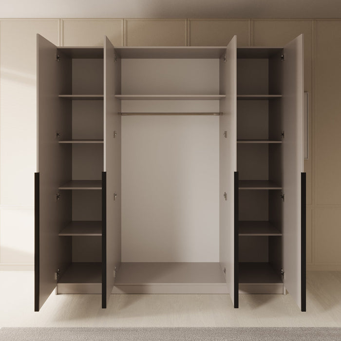 Meubella - Kledingkast Sabre - Beige - 200 cm - Met spiegel