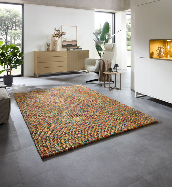 Handgemaakt viltkogeltapijt Felty 140x200 cm - Multicolor