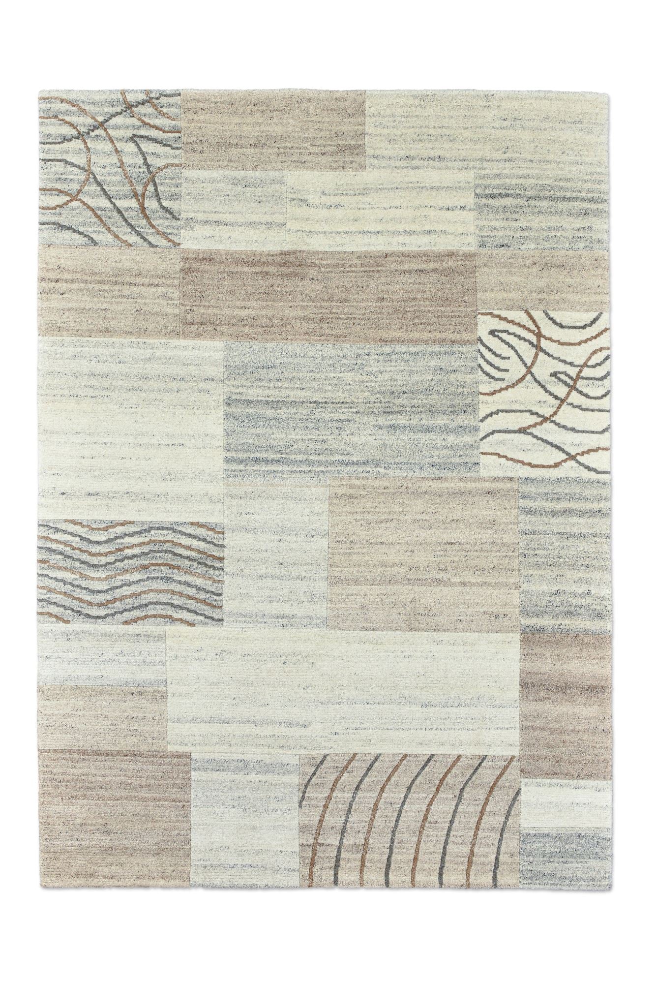 Theko Handgeknoopt wollen tapijt Nakarta 60x90 cm - Beige