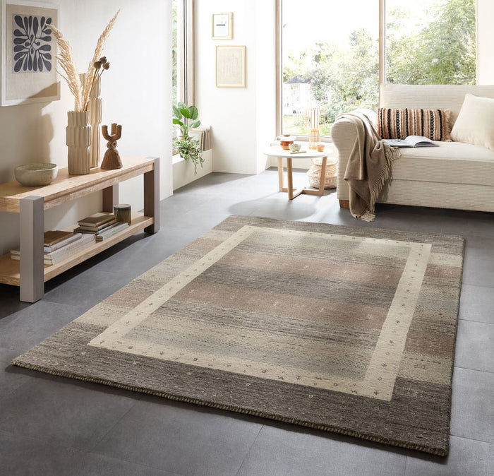 Theko wollen tapijt in Gabbeh-stijl Memu 120x180 cm - Zilver