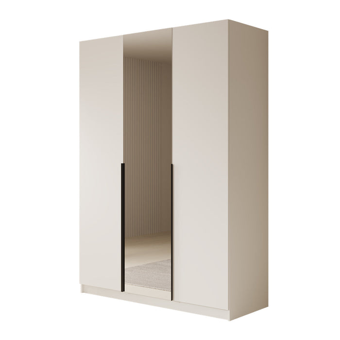 Meubella - Kledingkast Sabre - Wit - 150 cm - Met spiegel