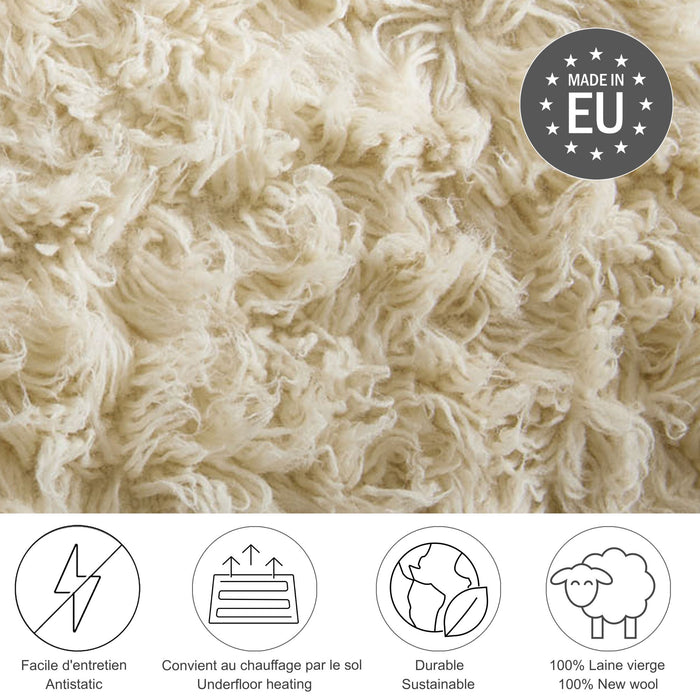 Theko Grieks Flokati-tapijt Flokos 1250 60x90 cm - Crème