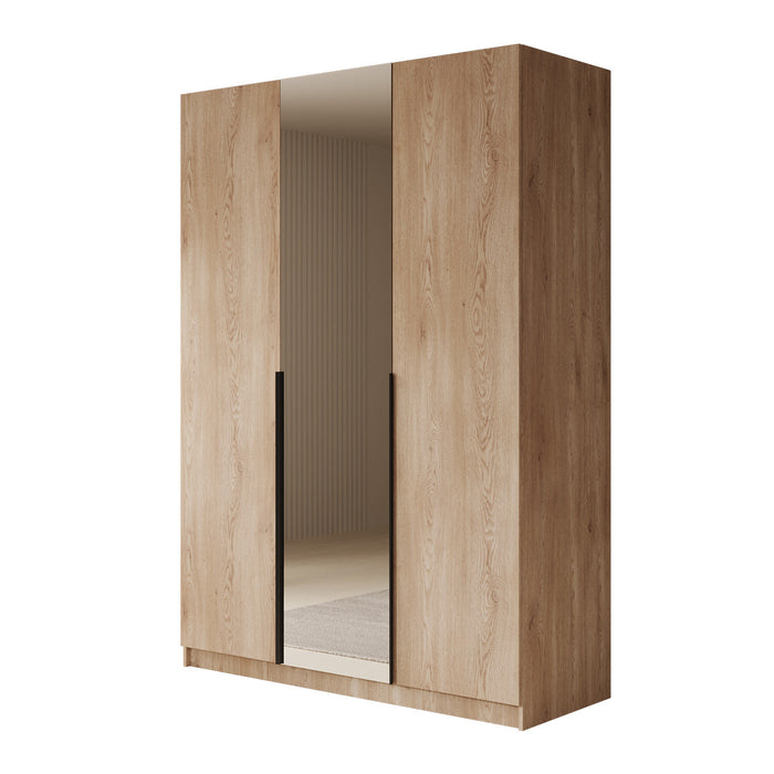 Meubella - Kledingkast Sabre - Eiken - 150 cm - Met spiegel