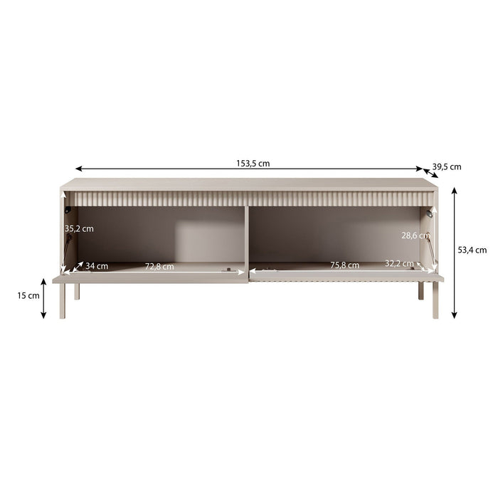 Meubella - TV-Meubel Saran - Mat zwart - 153 cm