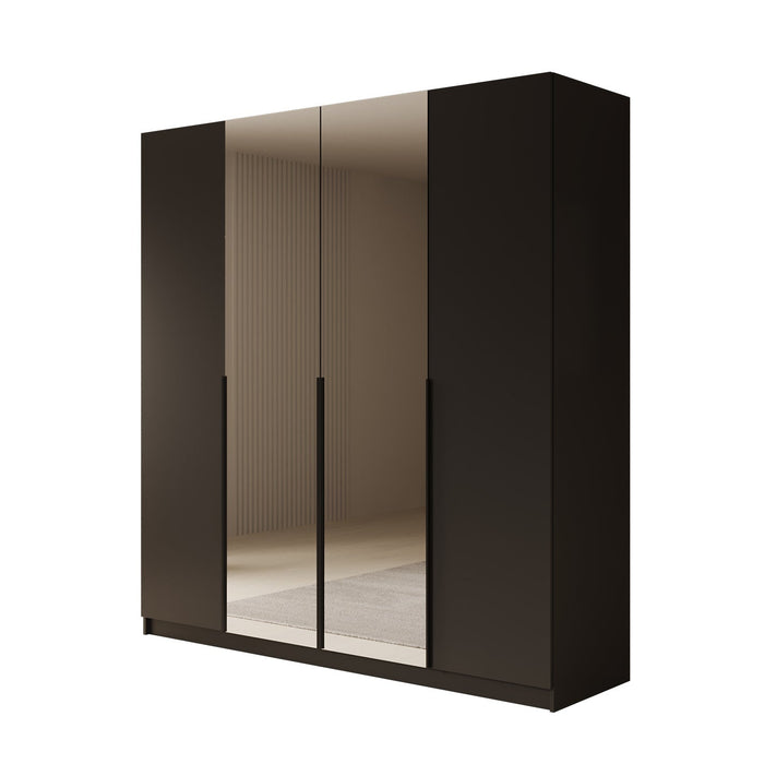 Meubella - Kledingkast Sabre - Zwart - 200 cm - Met spiegel