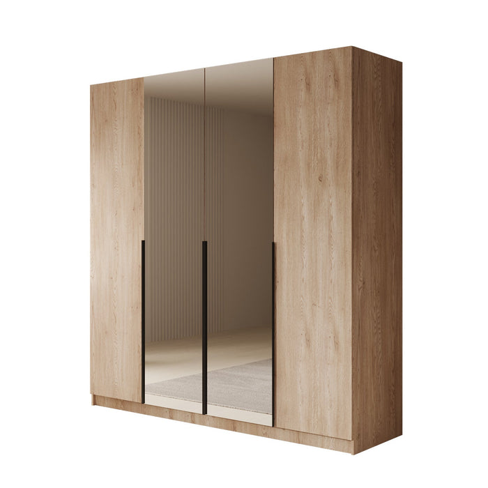 Meubella - Kledingkast Sabre - Eiken - 200 cm - Met spiegel