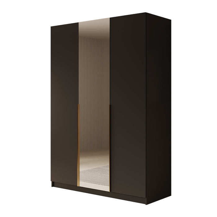 Meubella - Kledingkast Sabre 2 - Zwart - 150 cm - Met spiegel