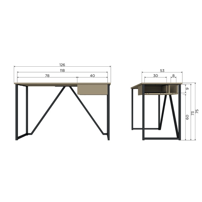 WOOOD New Julius Bureau - Grenen - Dust - 75x126x53