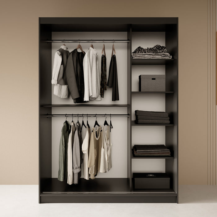 Meubella - Kledingkast Fessaro - Zwart - 150 cm