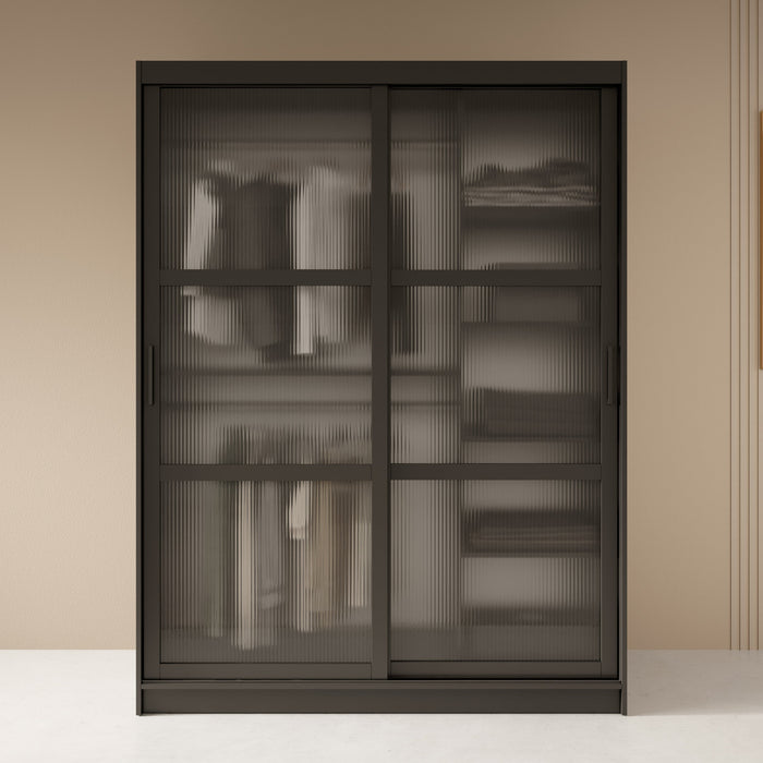 Meubella - Kledingkast Fessaro - Zwart - 150 cm