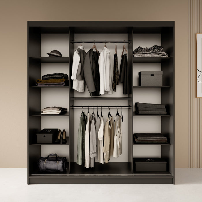 Meubella - Kledingkast Fessaro - Zwart - 180 cm