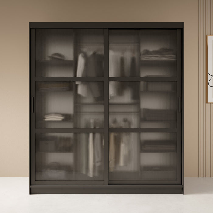 Meubella - Kledingkast Fessaro - Zwart - 180 cm