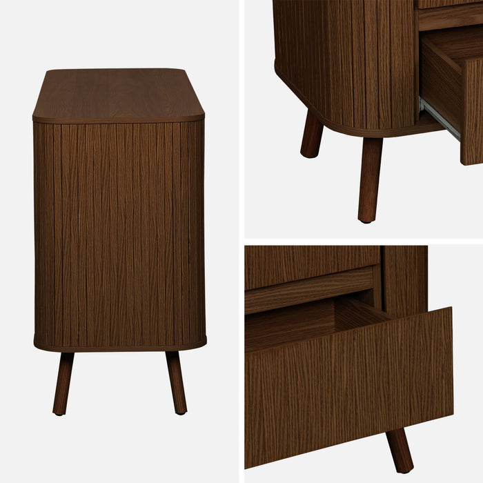 sweeek - Ladekast met 6 laden, gegroefd houtdecor