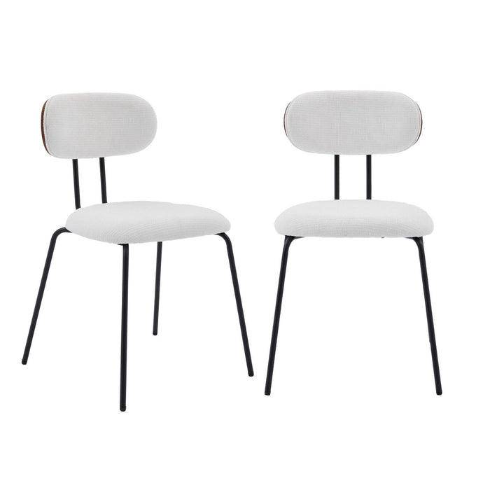 sweeek - Stoel waterafstotende stof, zwarte metalen poten (set van 2)