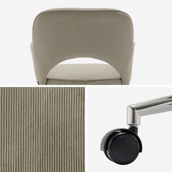 sweeek - Bureaustoel op wielen in corduroy met chroom onderstel