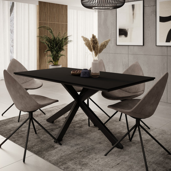 Meubella - Eetkamertafel Wabe - Zwart - 160 cm