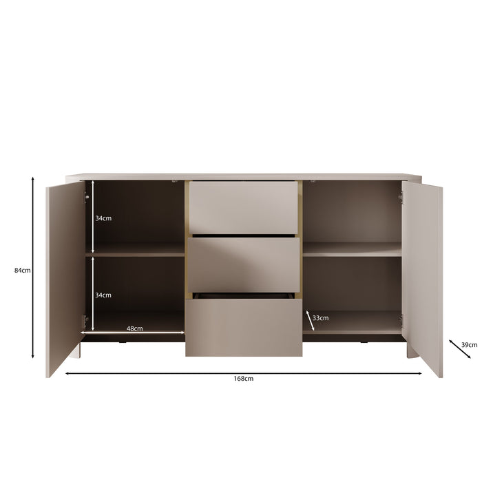 Meubella - Barbados - Dressoir - Beige - 168x39x84 cm