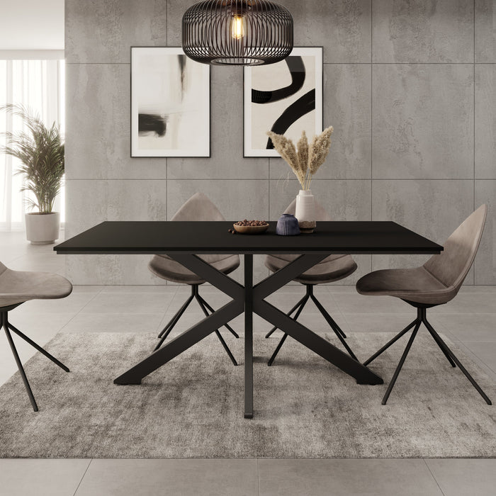 Meubella - Eetkamertafel Wabe - Zwart - 160 cm