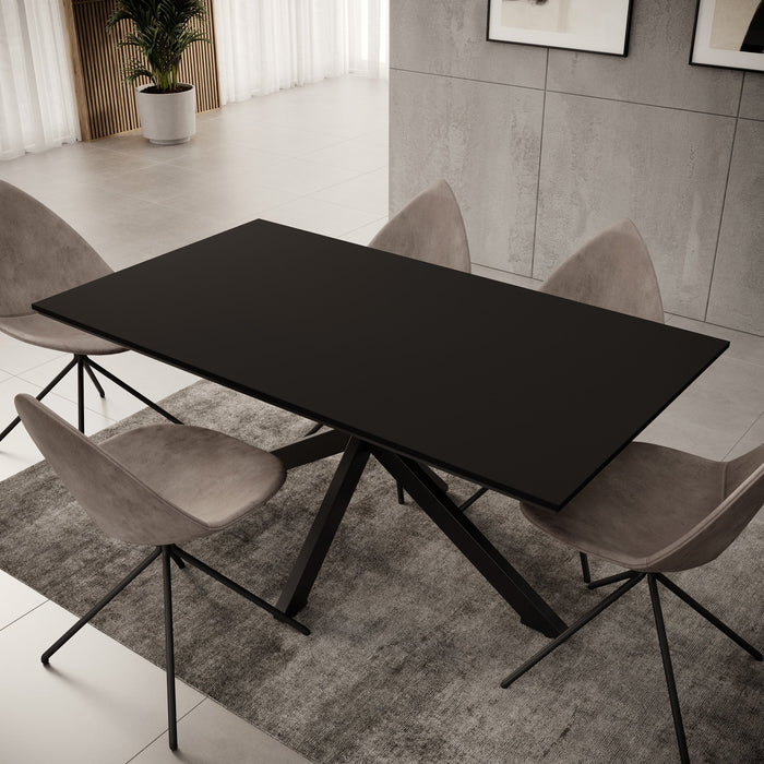Meubella - Eetkamertafel Wabe - Zwart - 160 cm