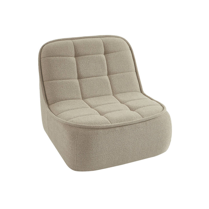 sweeek - Fauteuil bouclé stof 1 zitplaats +  voetenbank