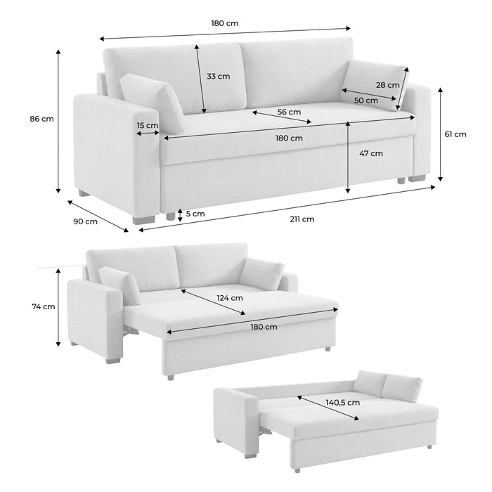 sweeek - Driezits slaapbank in chenille stof